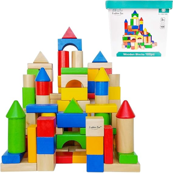 100-Piece Lee Premium Wooden Building Block Set