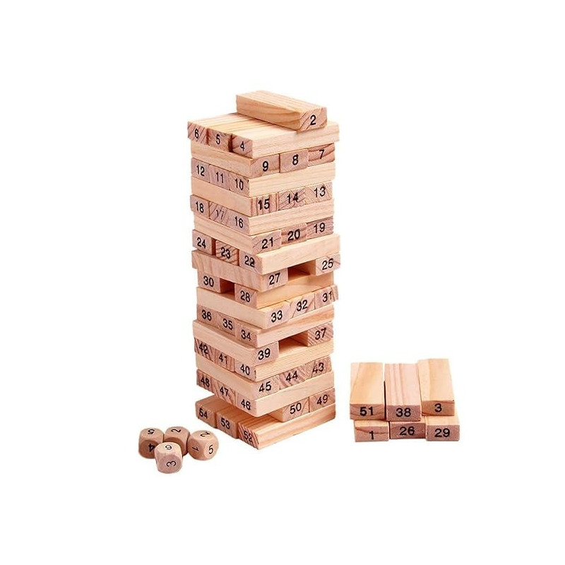Funblast 51-Piece Wooden Tower Stacking Blocks