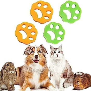 2-Piece Pet Fur Hair Catcher Laundry Cleaning Kit Green/Orange Colour 11 x 11 x 2cm