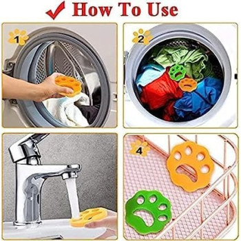 2-Piece Pet Fur Hair Catcher Laundry Cleaning Kit Green/Orange Colour 11 x 11 x 2cm