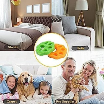 2-Piece Pet Fur Hair Catcher Laundry Cleaning Kit Green/Orange Colour 11 x 11 x 2cm