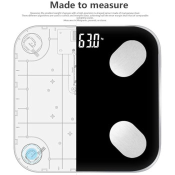Smart Bluetooth Weight And Body Fat Measurement Health Scale Black/White 29.50 x 29.50 x 5cm