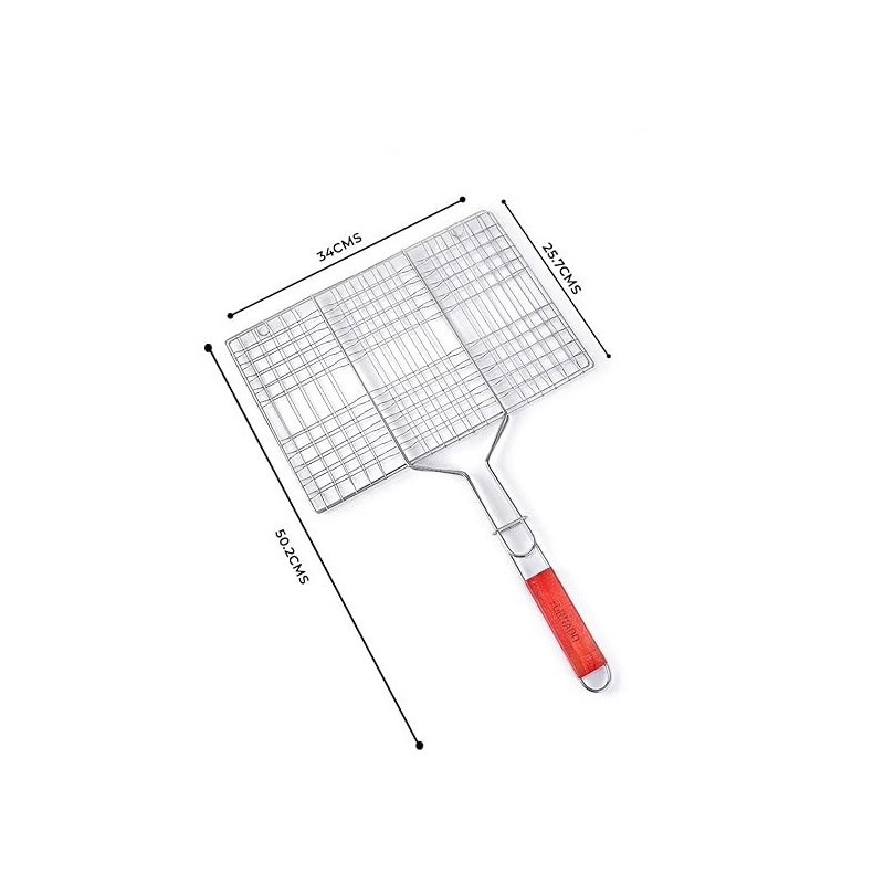 Royalford Foldable Portable Stainless Steel Barbecue Grill Indoor And Outoor Silver/Red 30 x 40 x 58cm