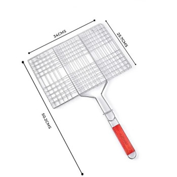 Royalford Foldable Portable Stainless Steel Barbecue Grill Indoor And Outoor Silver/Red 30 x 40 x 58cm