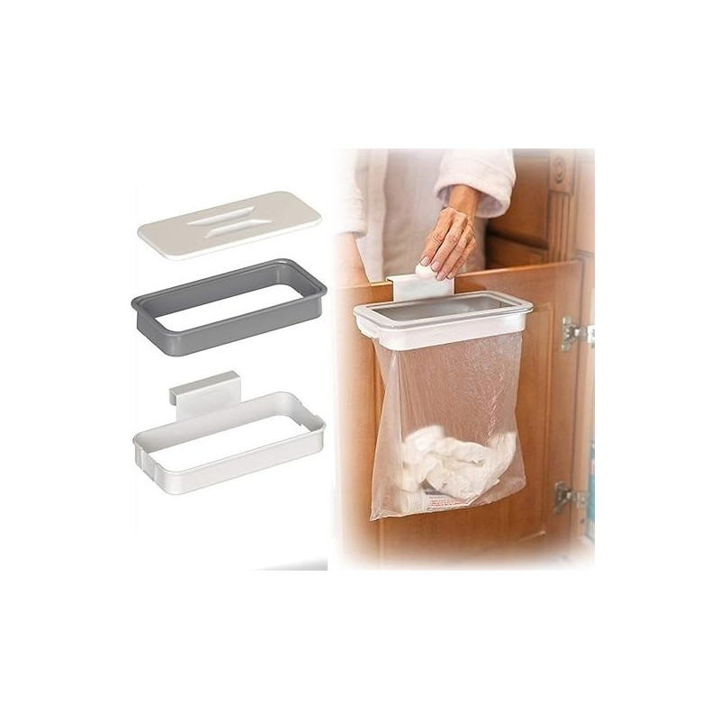 Kitchen Tools Garbage Bag Holder Cupboard Door Back Trash Rack Storage Kitchen Garbage Rubbish Bag Cabinet Hanging Trash Rack Kitchen Orgnizer Multicolour