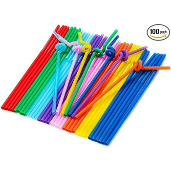 100-Piece Disposable Bendy Party Drinking Straw Set
