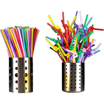 100-Piece Disposable Bendy Party Drinking Straw Set