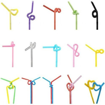 100-Piece Disposable Bendy Party Drinking Straw Set