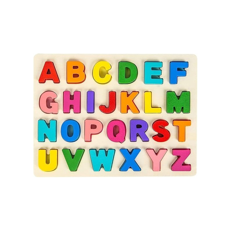 Candywood 26-Piece Wooden Alphabetical Early Education Learning Game Toy Set For Kids 30.48 x 30.48 x 2.54cm