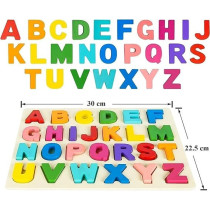 Candywood 26-Piece Wooden Alphabetical Early Education Learning Game Toy Set For Kids 30.48 x 30.48 x 2.54cm