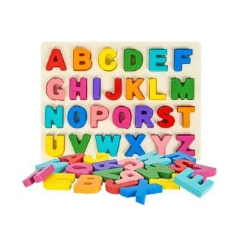 Candywood 26-Piece Wooden Alphabetical Early Education Learning Game Toy Set For Kids 30.48 x 30.48 x 2.54cm