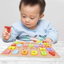 Candywood 26-Piece Wooden Alphabetical Early Education Learning Game Toy Set For Kids 30.48 x 30.48 x 2.54cm