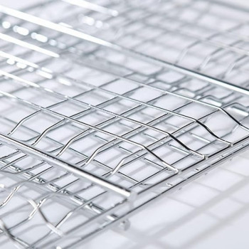 Bbq Grill Basket With Wood Handle Silver 28 x 28Centimeter