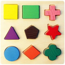 Lw Kids Geometric Wooden Puzzle Preschool Educational Toys Sorting Math Montessori Gift