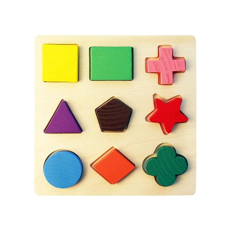 Lw Kids Geometric Wooden Puzzle Preschool Educational Toys Sorting Math Montessori Gift