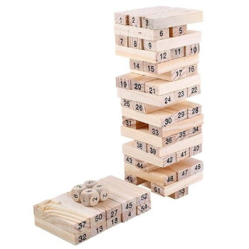 Pcs Wooden Tower Hardwood Building Blocks Toy