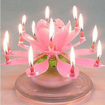 Flower Shaped Rotating Musical Candle 11 x 6cm