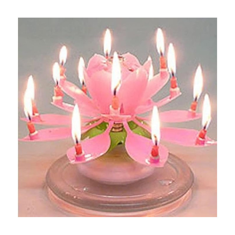 Flower Shaped Rotating Musical Candle 11 x 6cm