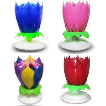 Flower Shaped Rotating Musical Candle 11 x 6cm