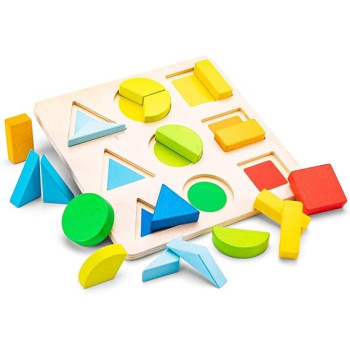 9-Piece Cognitive Geometric Shape Pegged Puzzle 15 x 15cm