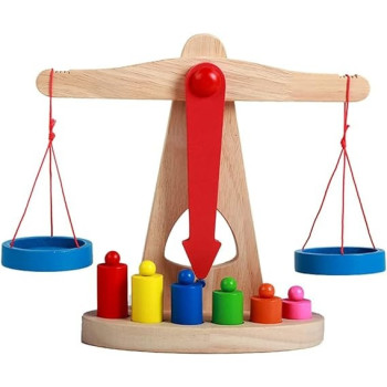 Children Toy Balance Scale With Wooden Weights