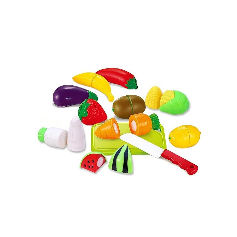 Cytheria 14-Piece Pretend Cut Fruit And Vegetable Slicer Toy Play House Kitchen Set