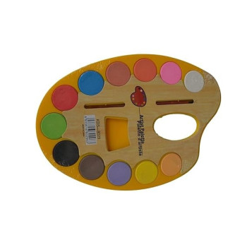 Water Color Palette With Brush Set Yellow/White/Pink