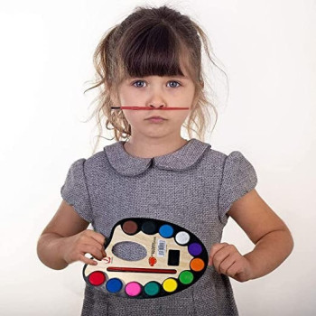 Water Color Palette With Brush Set Yellow/White/Pink