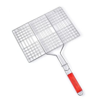 Royalford Foldable Portable Stainless Steel Barbecue Grill Indoor And Outoor Silver/Red 40 x 45 x 74cm