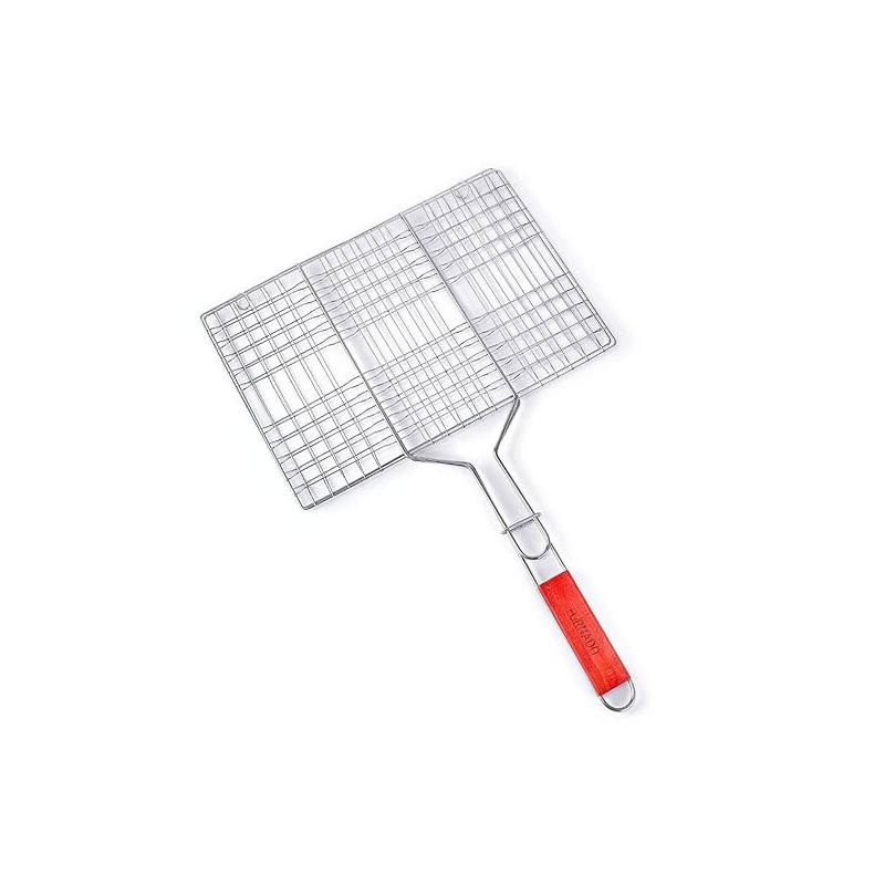 Royalford Foldable Portable Stainless Steel Barbecue Grill Indoor And Outoor Silver/Red 40 x 45 x 74cm