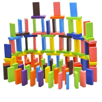 MS75927B1172 Wooden Rainbow Jenga Blocks Domino Educational Toy Gift For Children 4 Years