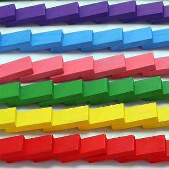 MS75927B1172 Wooden Rainbow Jenga Blocks Domino Educational Toy Gift For Children 4 Years
