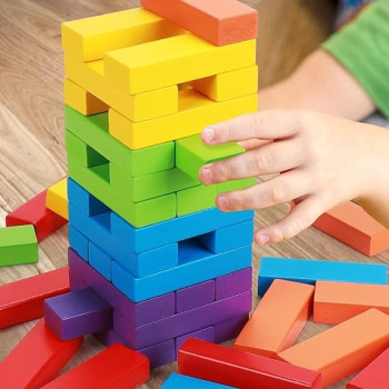 Toyshine 54-Piece Wooden Stacking Block Toy