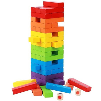 Toyshine 54-Piece Wooden Stacking Block Toy
