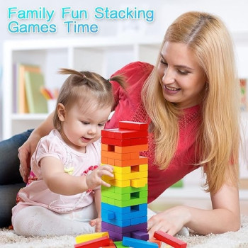 Toyshine 54-Piece Wooden Stacking Block Toy
