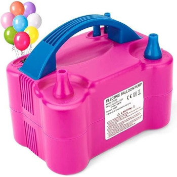 Dual Nozzel Balloon Air Blower Machine With Cable Black/Blue/Pink 20.5 x 16.5Centimeter