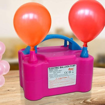 Dual Nozzel Balloon Air Blower Machine With Cable Black/Blue/Pink 20.5 x 16.5Centimeter