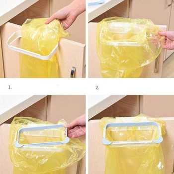 2-Piece Door Back Hanging Trash Storage Holder, White/Blue