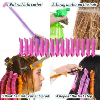 Magic Leverag 18-Piece Hair Curler Set Pink/Blue/Green Colour