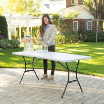 Lifetime 6-Foot Fold-In-Half Table White Granite 183.8 x 76.2 x 73.7cm