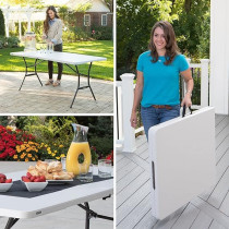Lifetime 6-Foot Fold-In-Half Table White Granite 183.8 x 76.2 x 73.7cm