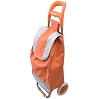 Portable Foldable Trolley Bag Orange/Grey 10Centimeter