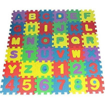 36-Piece Mini Puzzle Foam Interlocking Learning Alphabet And Number Mat For Kids