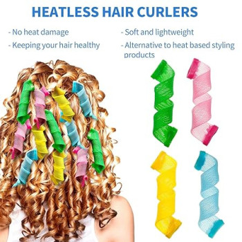 Hair Curler-Spiral curler styling kit-Long Hair Curlers Curl Leverage Rollers Spiral Tool-No Heat Hair Curlers Hair Rollers