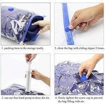 5-Piece Vacuum Storage Bag Clear/Blue, 70 x 90cm