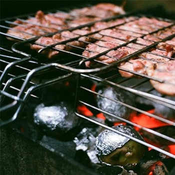 Bita Stainless Steel Bbq Grill Silver/Brown 45 x 44 Centimeter