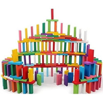 Newcreativetop 120-Piece Wooden Dominos Blocks Set