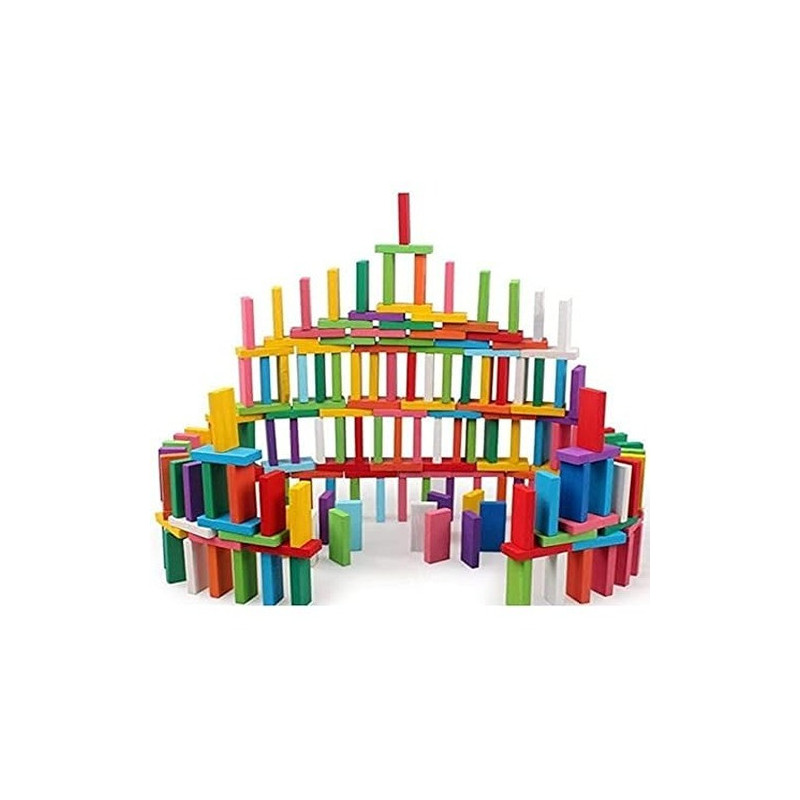 Newcreativetop 120-Piece Wooden Dominos Blocks Set