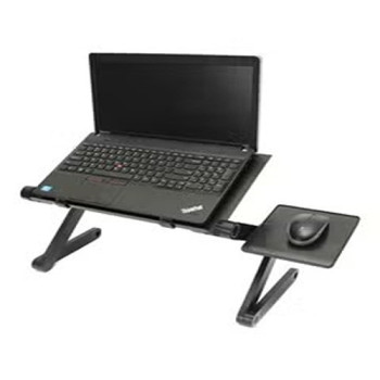Adjustable Laptop Desk Stand With Cooling Fan Holes Black Colour