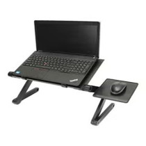 Adjustable Laptop Desk Stand With Cooling Fan Holes Black Colour